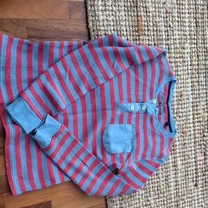 Mini Boden Kids Long Sleeve Shirt - Blue and Red Stripes
